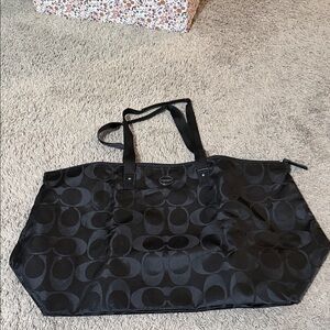 Black Coach  Signature Getaway Packable Nylon Weekender Tote Bag